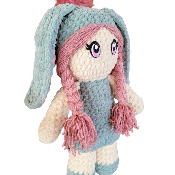 Handmade Easter Bunny Rabbit Crochet Doll Armugami Plush Plushy Soft Girl Doll - Picture 5 of 7
